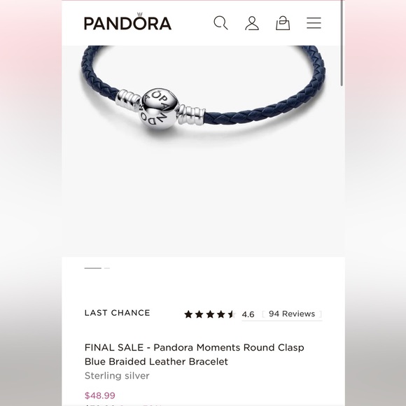 3 Pandora Moments Sterling Silver Bracelet Bundle Heart Clasp Leather Set - Picture 10 of 11